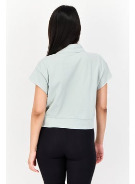 adidas Originals Women Sportswear Fit Short Sleeve Outdoor Crop Polo Shirt, Mint Green  - Image 2