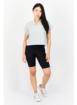 adidas Originals Women Sportswear Fit Short Sleeve Outdoor Crop Polo Shirt, Mint Green  - Image 4