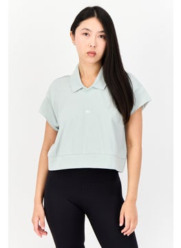 adidas Originals Women Sportswear Fit Short Sleeve Outdoor Crop Polo Shirt, Mint Green  - Image 1