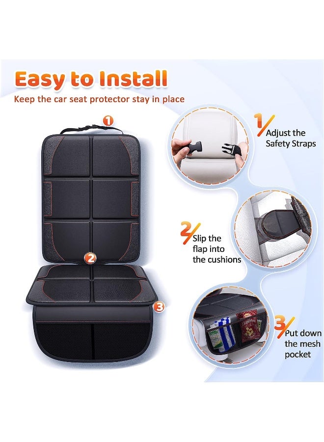 Gimars XL Thickest EPE Cushion Car Seat Protector Mat, 2 Pack Large Waterproof 600D Fabric Child Baby Seat Protector with Storage Pockets for SUV, Sedan, Truck, Leather and Fabric Car Seat - Image 3