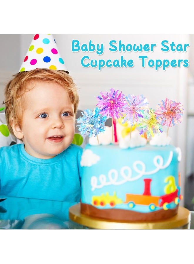 20 Pcs Foil Firework Cupcake Toppers, Sparkle Tinsel Cake Toppers, Tinsel Drink Cake Decoration, Cocktail Food Fruit Toothpick for Cake Decoration Party Supplies - Image 5
