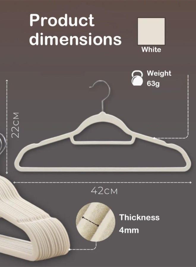 PHISMA 30 pcs flocking hangers, wet and dry, non-slip and durable, space-saving, light and load-bearing,White - Image 2