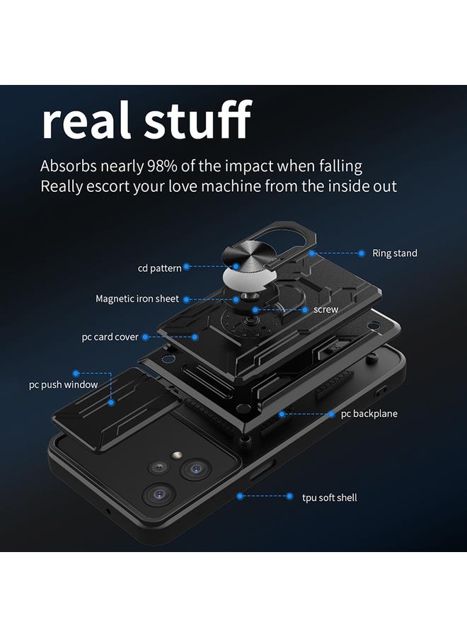 اس-توب جراب هاتف OPPO Realme 9 Pro مع حامل بطاقة منزلق - Image 3