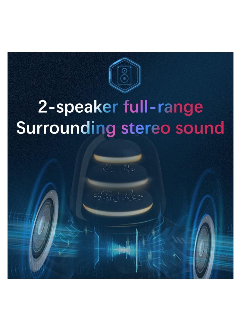 Generic - Waterfall Music Speaker with RGB Rhythm Atmosphere Lamp, Bluetooth Subwoofer, Waterproof Design, Digital Clock, and Desktop Audio Capabilities. - Image 1