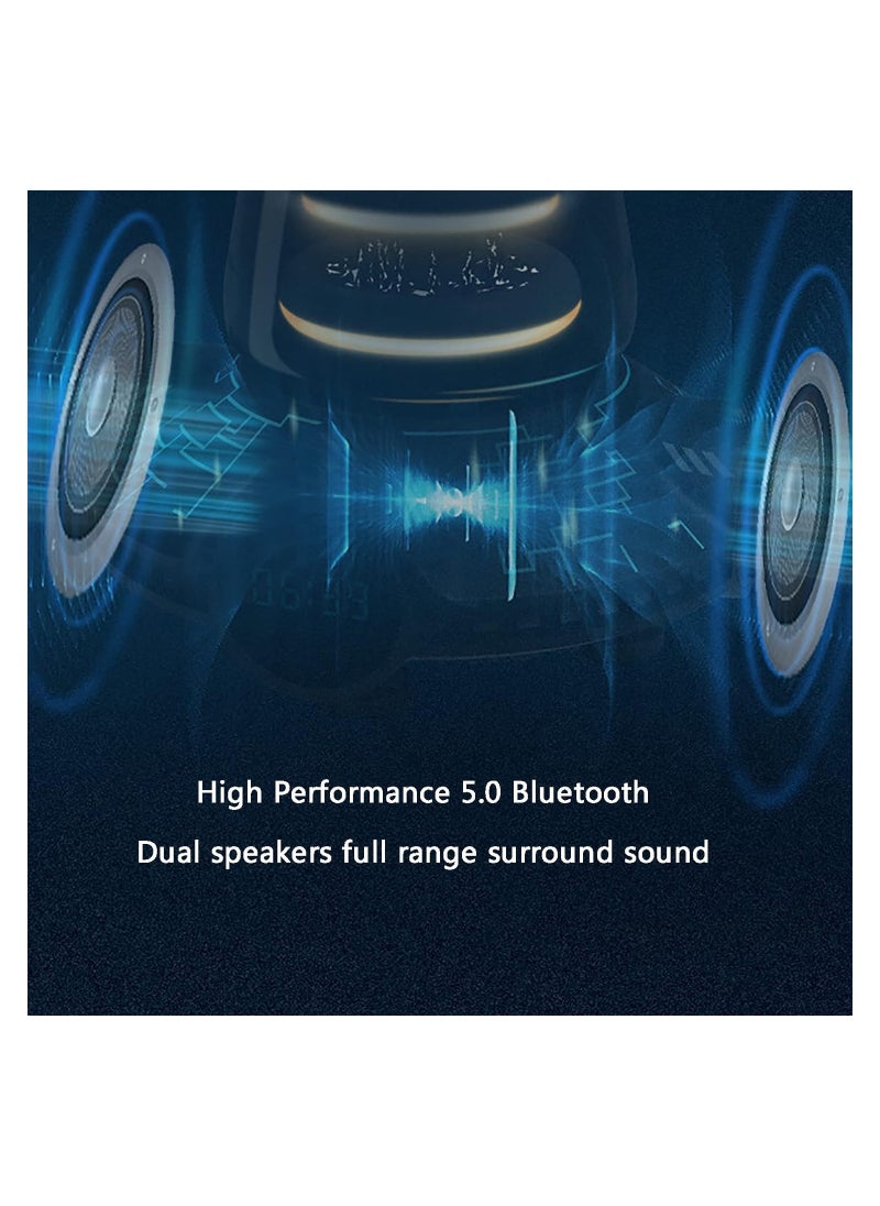 Generic - Waterfall Music Speaker with RGB Rhythm Atmosphere Lamp, Bluetooth Subwoofer, Waterproof Design, Digital Clock, and Desktop Audio Capabilities. - Image 1