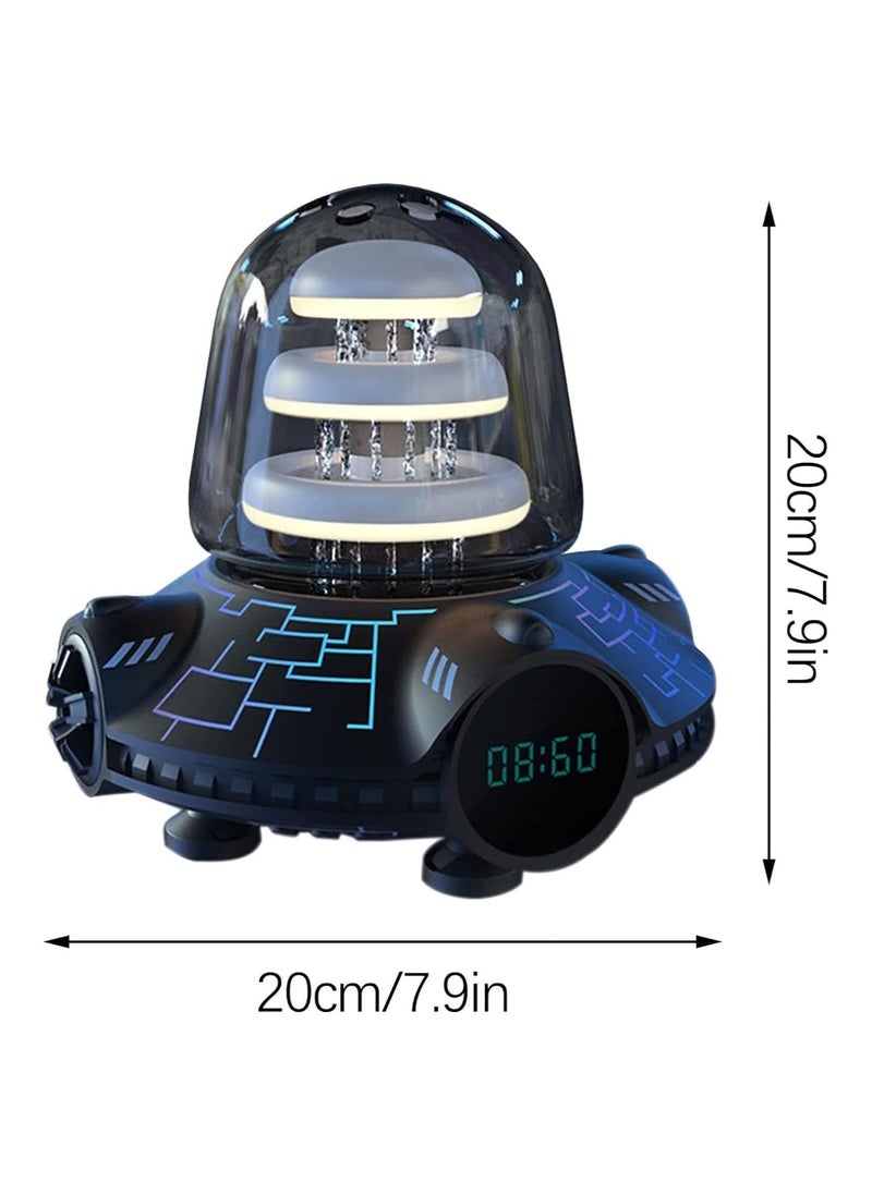 Generic - Waterfall Music Speaker with RGB Rhythm Atmosphere Lamp, Bluetooth Subwoofer, Waterproof Design, Digital Clock, and Desktop Audio Capabilities. - Image 1