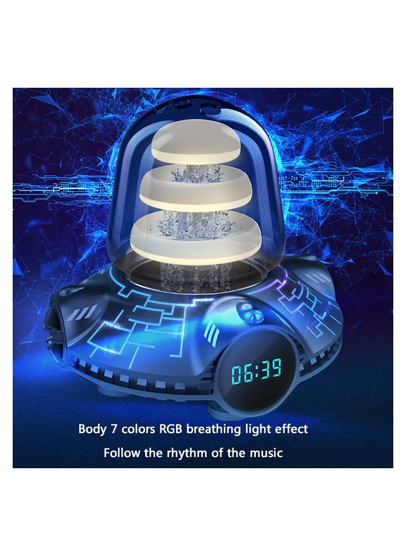 Generic - Waterfall Music Speaker with RGB Rhythm Atmosphere Lamp, Bluetooth Subwoofer, Waterproof Design, Digital Clock, and Desktop Audio Capabilities. - Image 1