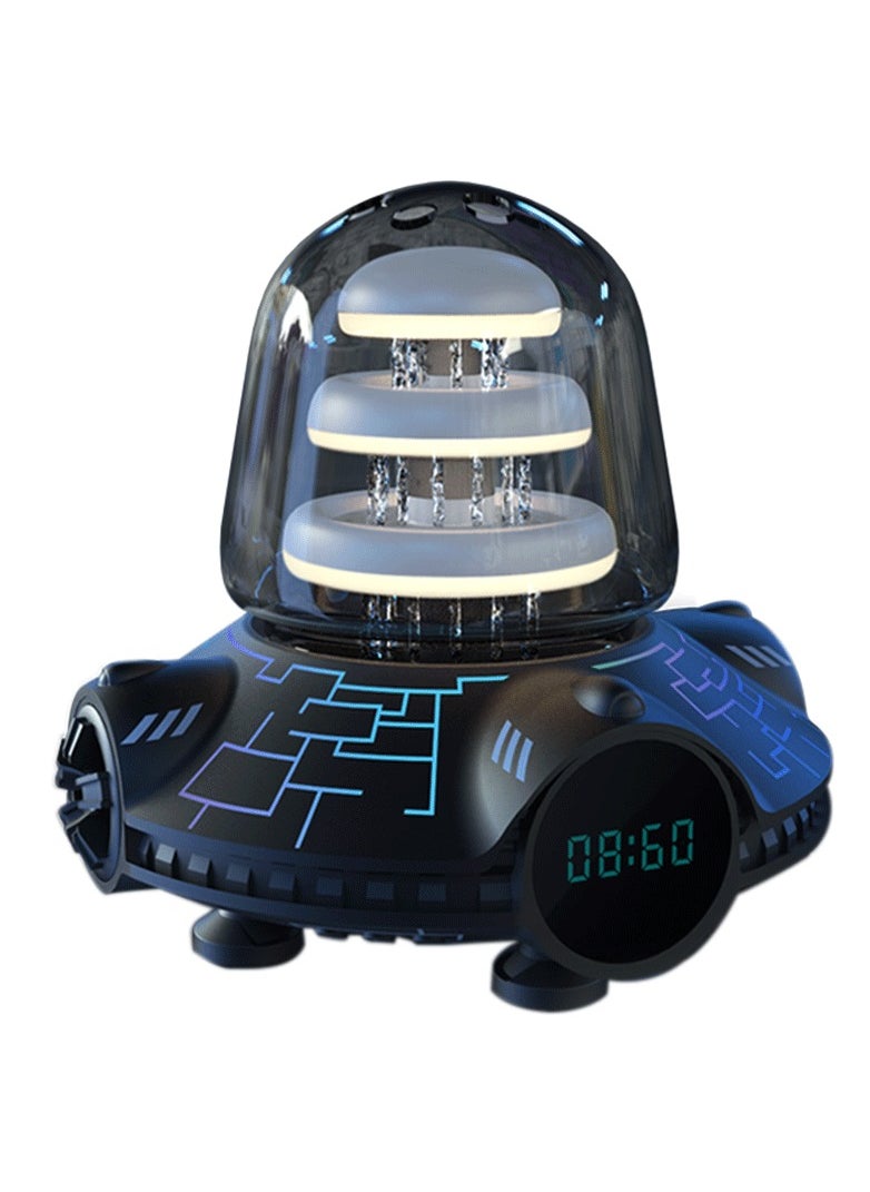 Generic - Waterfall Music Speaker with RGB Rhythm Atmosphere Lamp, Bluetooth Subwoofer, Waterproof Design, Digital Clock, and Desktop Audio Capabilities. - Image 1