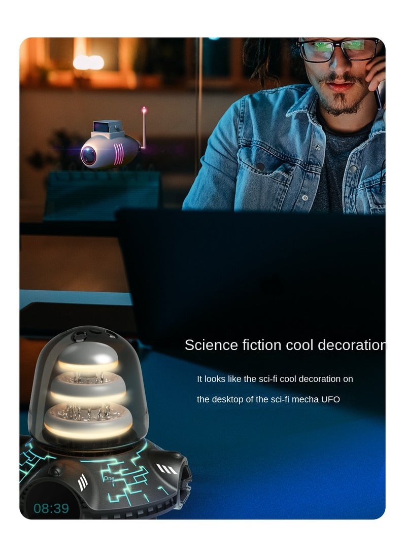 Generic - Waterfall Music Speaker with RGB Rhythm Atmosphere Lamp, Bluetooth Subwoofer, Waterproof Design, Digital Clock, and Desktop Audio Capabilities. - Image 1