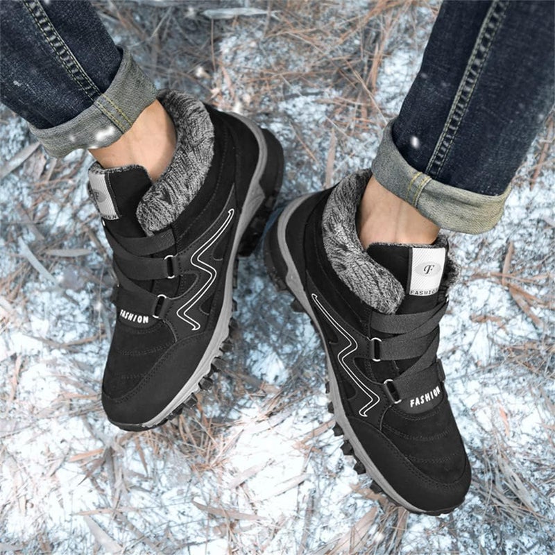 woobles Fleekcomfy Snowy Villi Leather Ankle Boots, Women Men Winter Thermal Velcro High Top Outdoor Walking Shoes, Non-Slip Lightweight Trekking Hiking Sneakers - Image 4