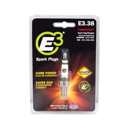 E3 Spark Plugs E3.38 Premium Powersports Spark Plug with DiamondFIRE Technology, 10mm, 0.750” Reach, Gasket Seat, For Honda, Suzuki, Yamaha, and Other High RPM Engines, Pack of 1 - Image 3