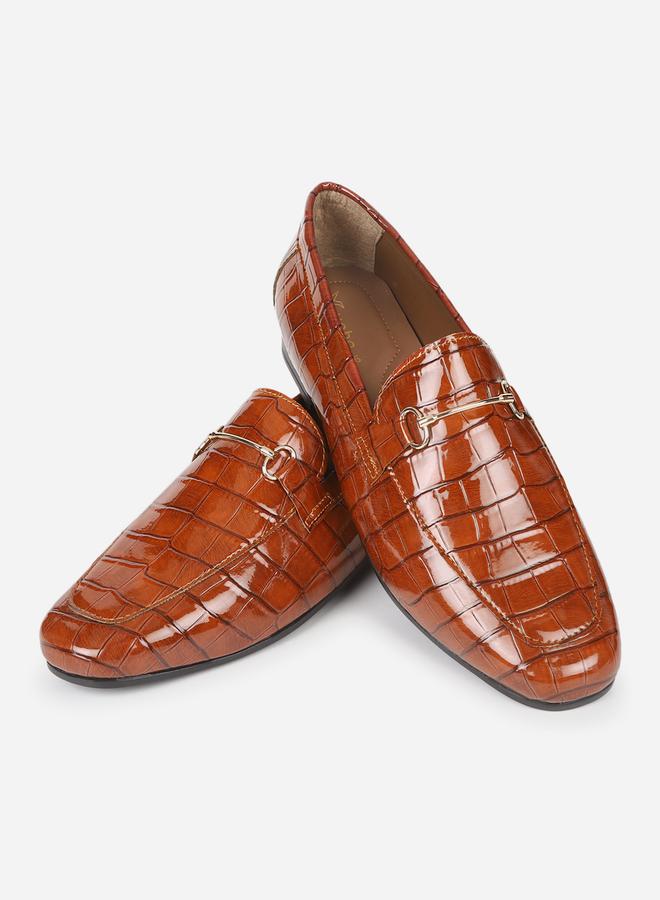 YOHO Brown Patent Croc-Effect Loafers - Image 3