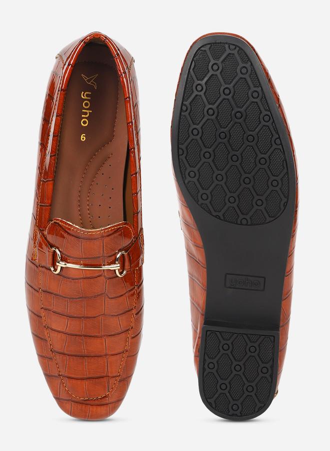 YOHO Brown Patent Croc-Effect Loafers - Image 2