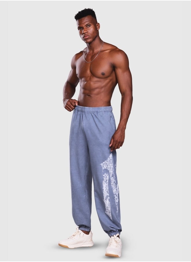 Musclemind Men's Acid Wash Printed Cotton Denim Joggers with Elasticated Hidden Drawstring Waistband, Deep Pockets, Long-Lasting Colour, Super Soft, Lightweight And Streachable Fabric for All Day Comfort  - Image 1
