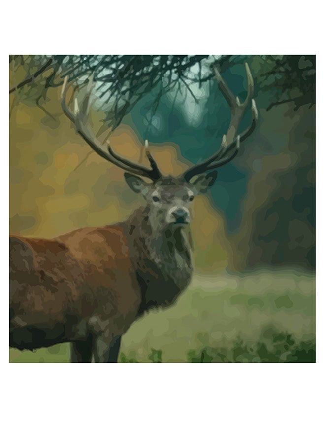 RYN Deer Themed Wall Art Green/Brown 30x30cm - Image 1