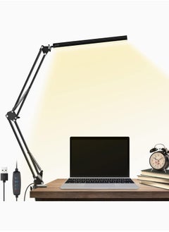 LOOPITYS LED desk lamp, eye protection metal swing arm desk lamp with lamp, lamp with 3 adjustable brightness modes, architect desk lamp for home and office use  - Image 2