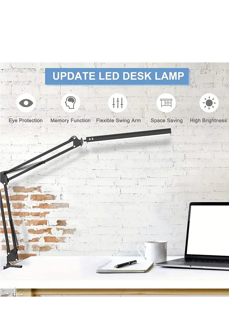 LOOPITYS - LED desk lamp, eye protection metal swing arm desk lamp with lamp, lamp with 3 adjustable brightness modes, architect desk lamp for home and office use - Image 1