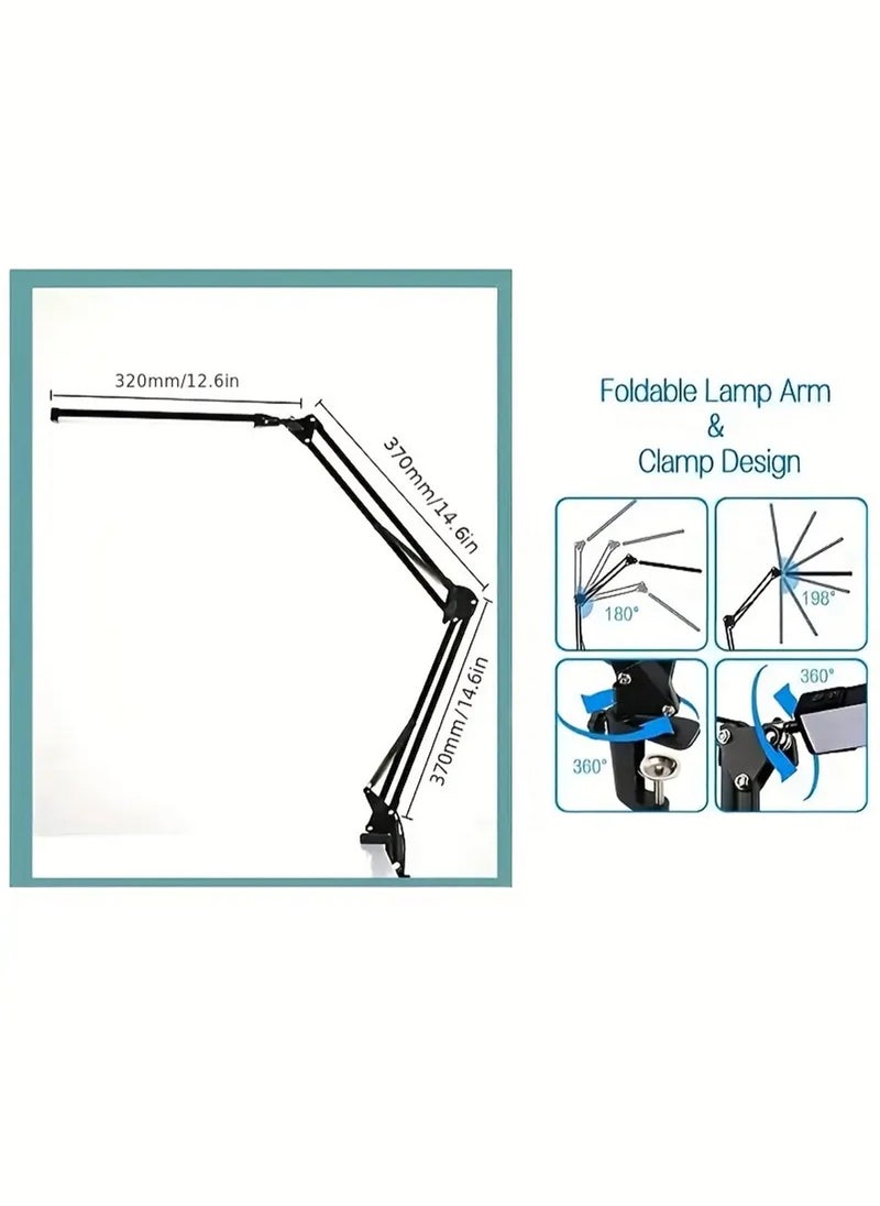 LOOPITYS LED desk lamp, eye protection metal swing arm desk lamp with lamp, lamp with 3 adjustable brightness modes, architect desk lamp for home and office use  - Image 5