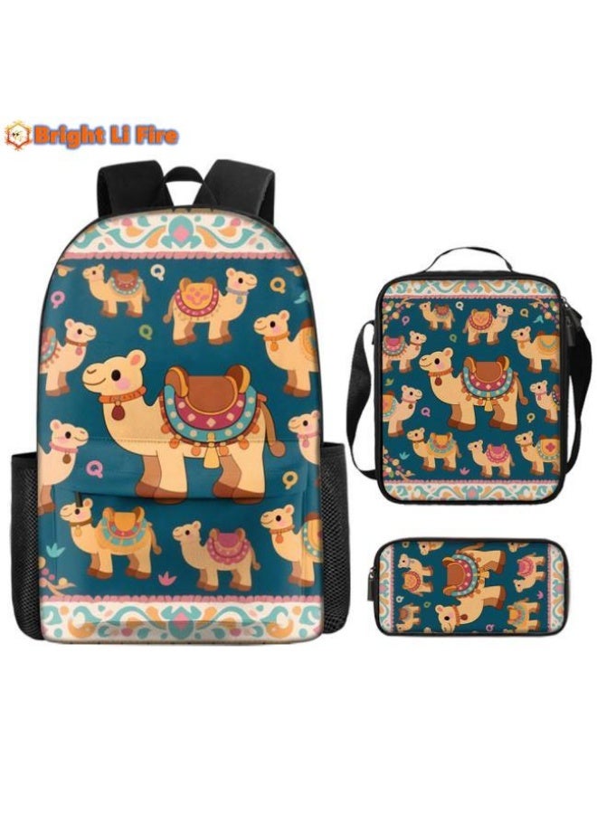 واضح من النار برايت لي فاير شعبية جديدة طباعة كرتونية لطيفة، مجموعة حقائب عملية من ثلاث قطع (متوفرة للطلاب والأطفال والأصدقاء في النزهايات وتسلق الجبال وما إلى ذلك) - 79 - Image 1