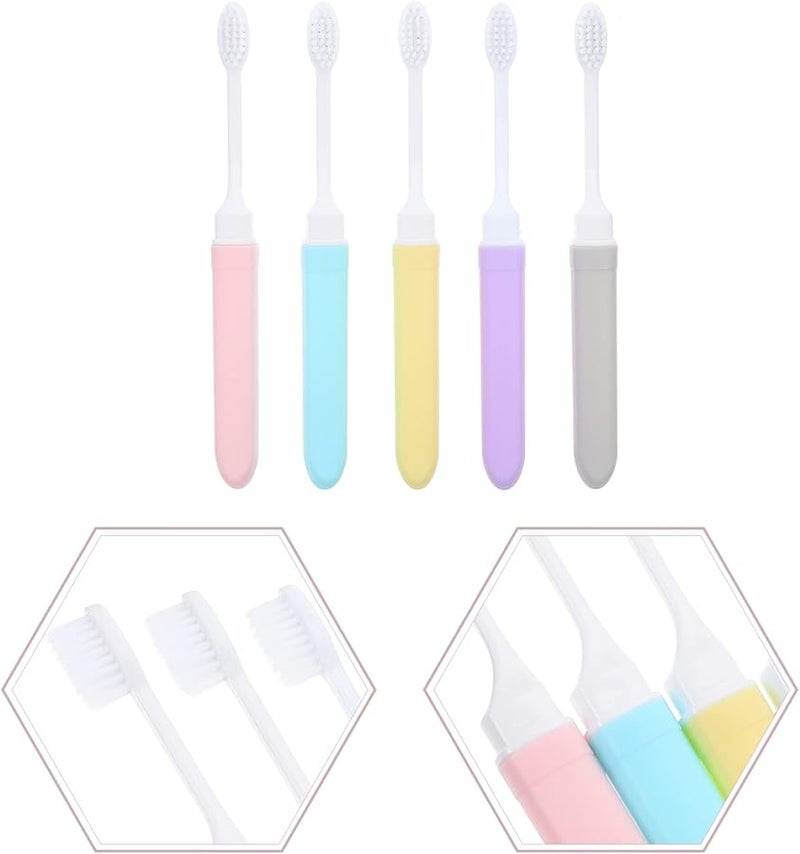 Didiseaon 5 Pack Soft Bristle Folding Travel Toothbrush Compact Lightweight Mixed Colors - Image 4