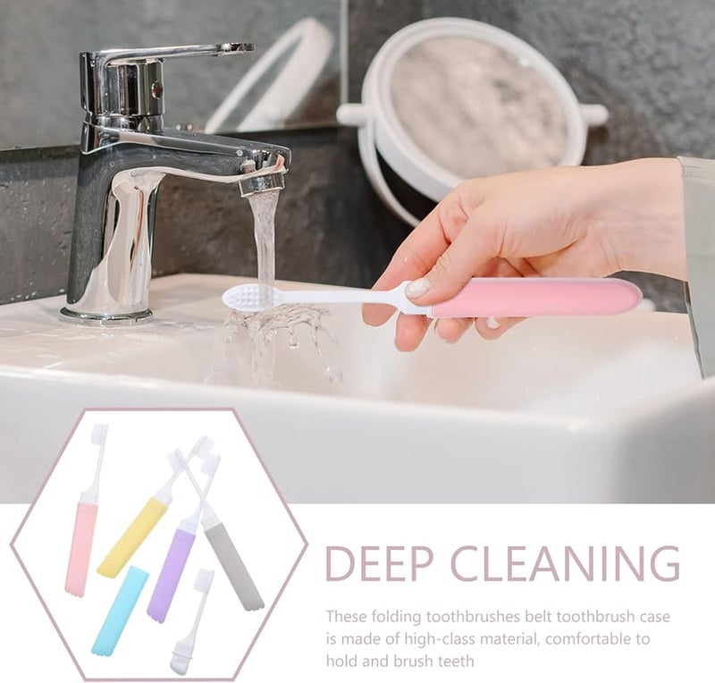 Didiseaon 5 Pack Soft Bristle Folding Travel Toothbrush Compact Lightweight Mixed Colors - Image 3