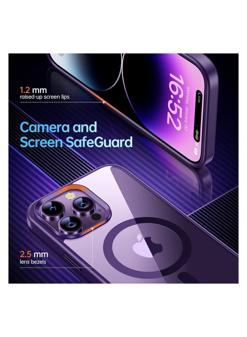 حافظة مغناطيسية كريستالية شفافة لهاتف iPhone 12 Pro Max (6.7 بوصة) حافظة Magsafe [ليست صفراء] [حماية عسكرية] [رقم 1 مغناطيس قوي] حافظة هاتف رفيعة غطاء رفيع - أرجواني غامق - Image 4