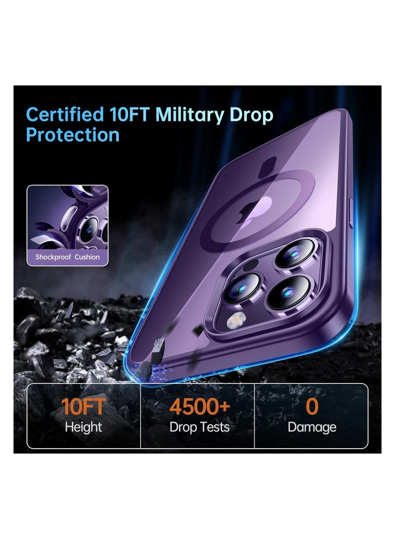 حافظة مغناطيسية كريستالية شفافة لهاتف iPhone 12 Pro Max (6.7 بوصة) حافظة Magsafe [ليست صفراء] [حماية عسكرية] [رقم 1 مغناطيس قوي] حافظة هاتف رفيعة غطاء رفيع - أرجواني غامق - Image 5