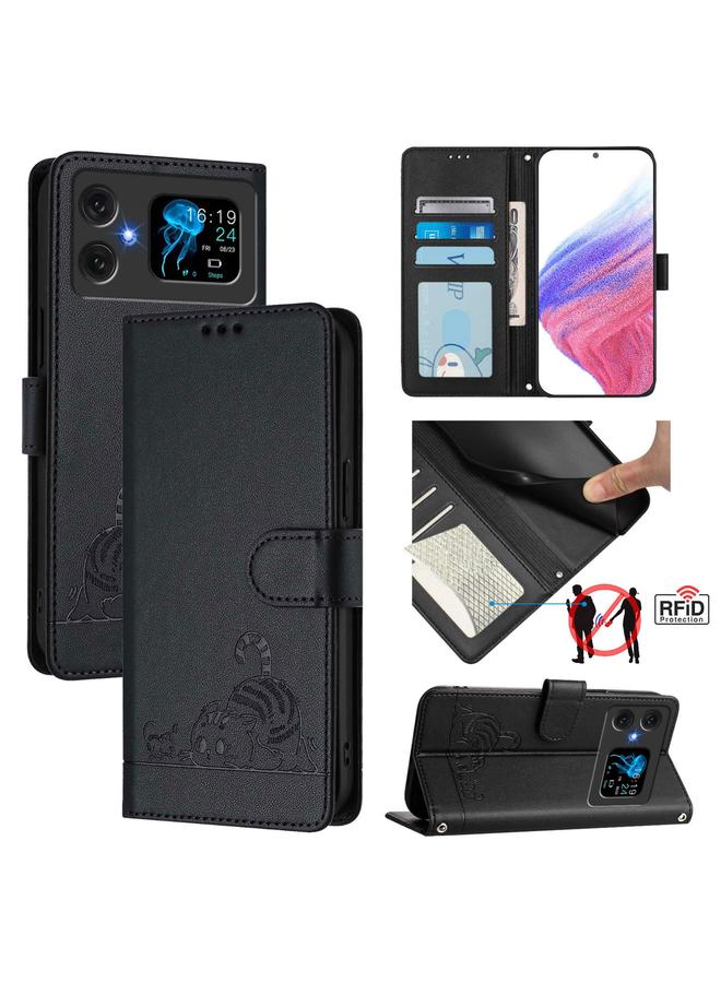 S-TOP Case For Cubot A20 Cat Rat Embossed Pattern RFID Leather Phone Case with Lanyard - Image 1