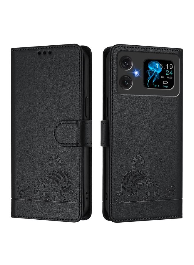 S-TOP Case For Cubot A20 Cat Rat Embossed Pattern RFID Leather Phone Case with Lanyard - Image 2