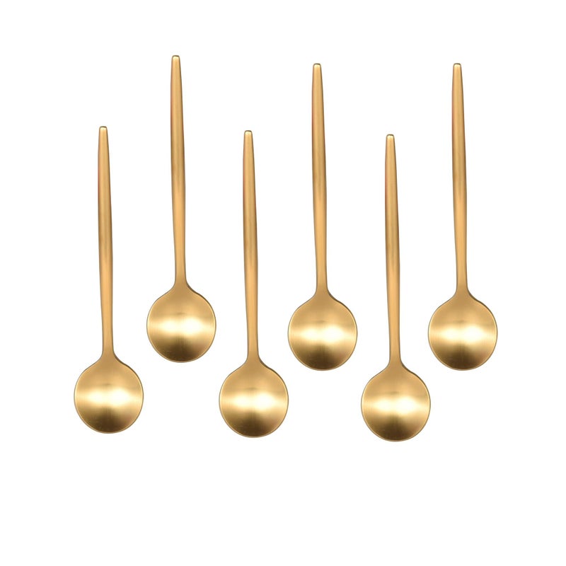 IMEEA Espresso Spoons SUS304 Stainless Steel Gold Coffee Spoons for Dessert Coffee Appetizers 51Inch Set of 6 Gold
