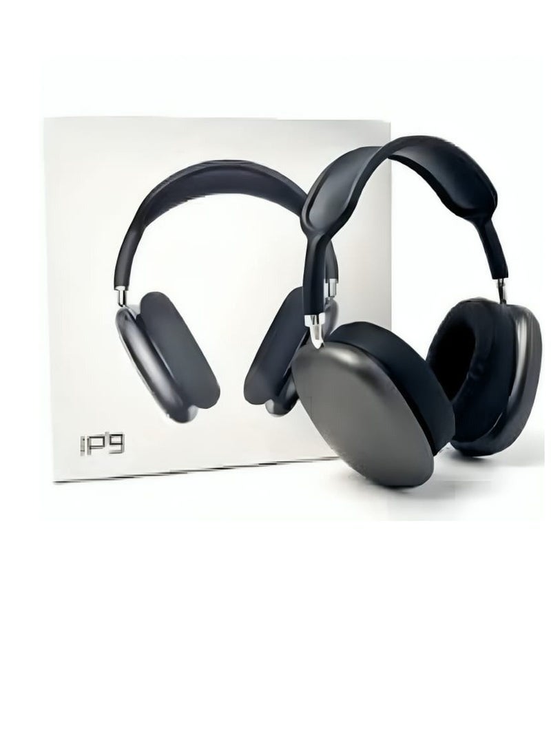 بي 9 سماعات رأس بلوتوث P9 فوق الأذن، لون أسود - Image 2