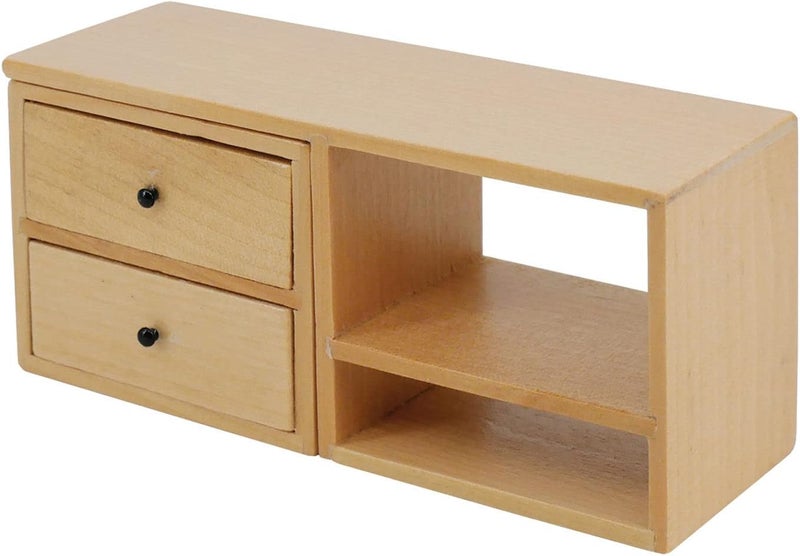 klarako 1/6 Scale Dollhouse Cabinet with 2 Drawer,Handmade Lief Scene Toy Furniture Decoration - Wood - Image 1