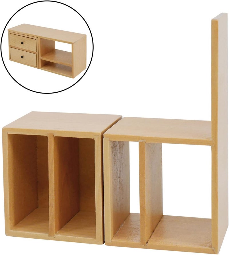 klarako 1/6 Scale Dollhouse Cabinet with 2 Drawer,Handmade Lief Scene Toy Furniture Decoration - Wood - Image 4