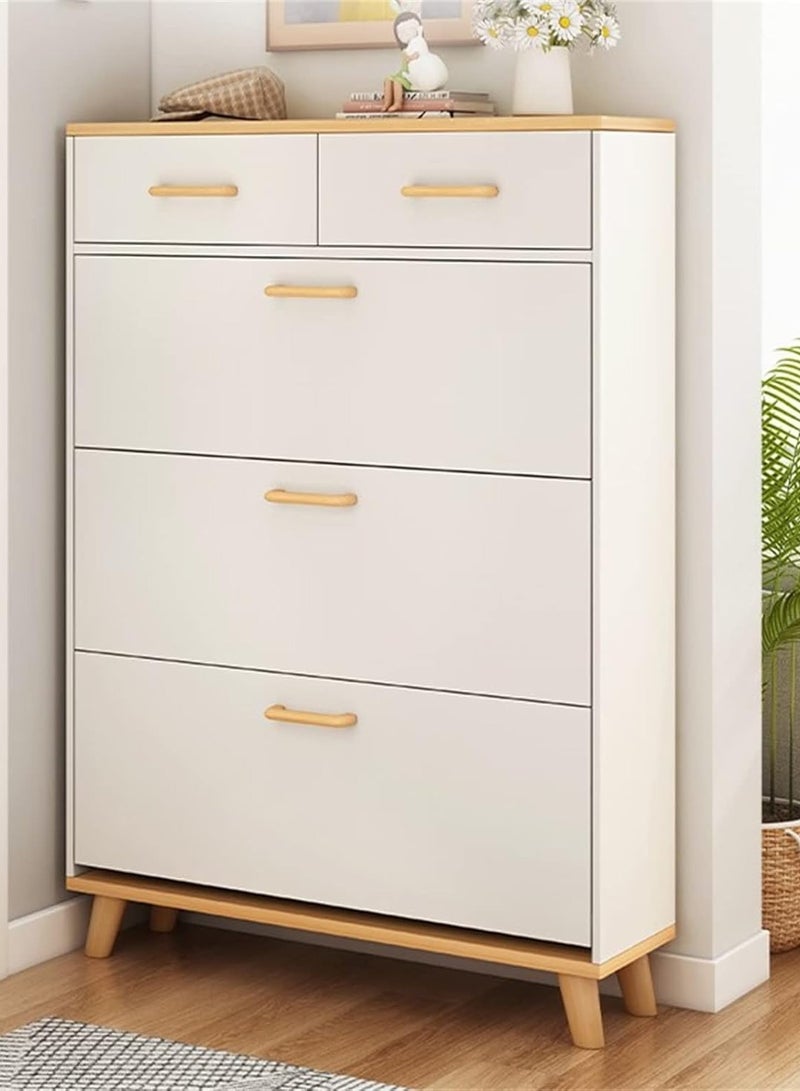 DubaiGallery Modern Luxury Hallway Closet, Stylish Simple Balcony Shoes and Slippers Rack, Wooden White - Image 1