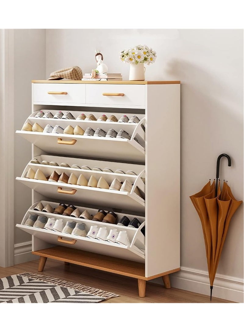 DubaiGallery Modern Luxury Hallway Closet, Stylish Simple Balcony Shoes and Slippers Rack, Wooden White - Image 3