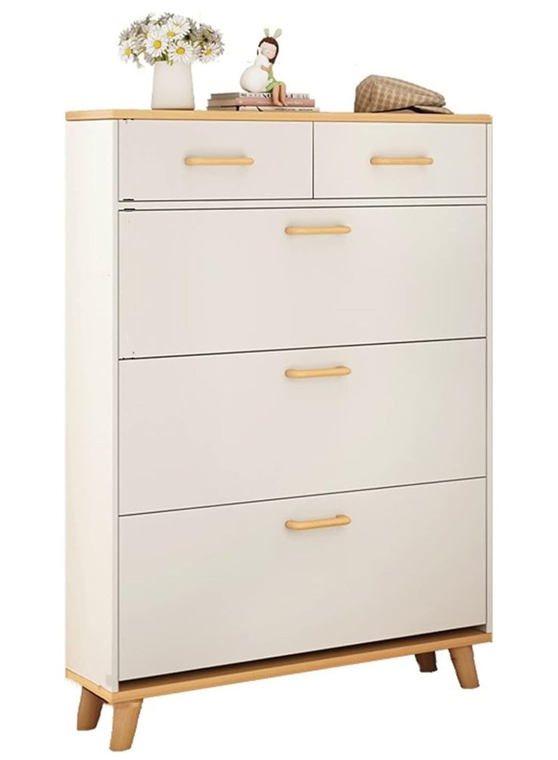 DubaiGallery Modern Luxury Hallway Closet, Stylish Simple Balcony Shoes and Slippers Rack, Wooden White - Image 4