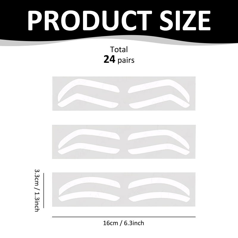 ROBOHOOK 24 Pairs Eye Brow Stencils for Women,Disposable Eyebrow Tape,3 Eyebrow Shapes,Suitable for Dyeing,Makeup,and Airbrush Coloring - Image 2