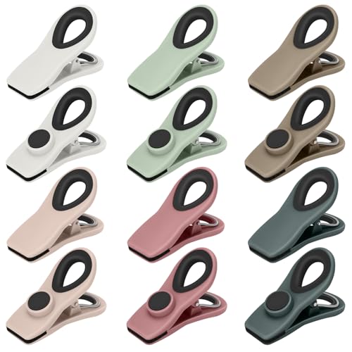TACGEA Chip Clips, Magnetic Bag Clips with Air Tight Seal for Food Storage, 12 Pieces, Neutral Color - Image 1
