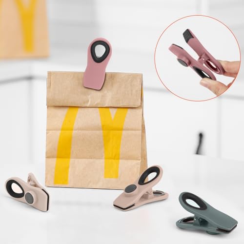 TACGEA Chip Clips, Magnetic Bag Clips with Air Tight Seal for Food Storage, 12 Pieces, Neutral Color - Image 5