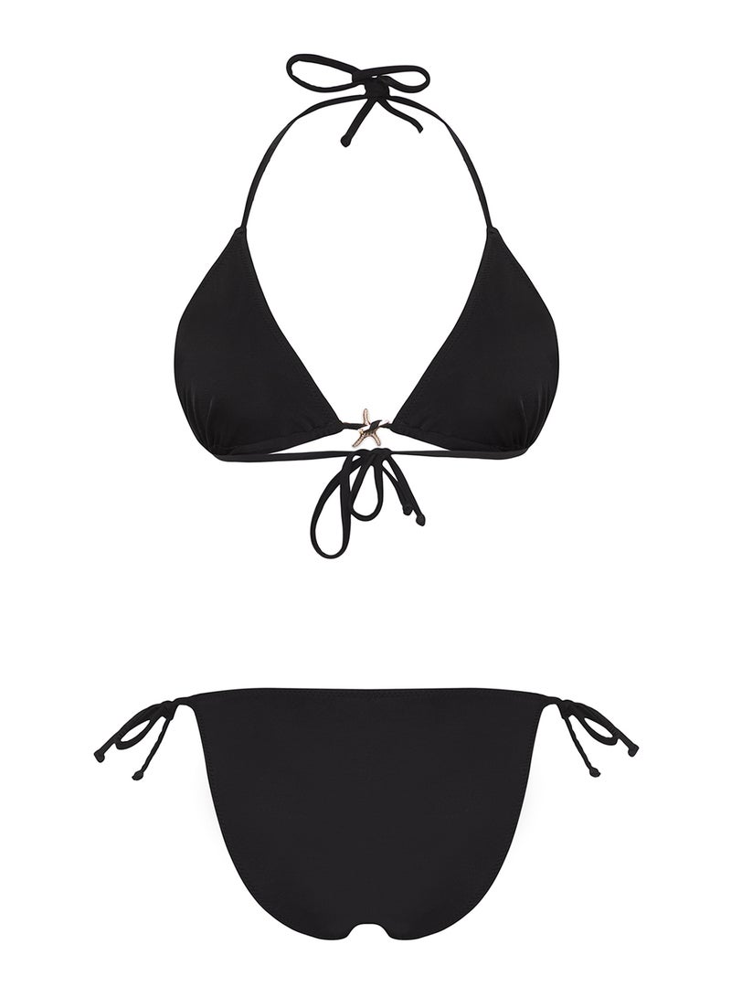 trendyol Black Triangle Covered Premium Star Accessory Regular Bikini Set Tbess25Bt00064 - Image 5