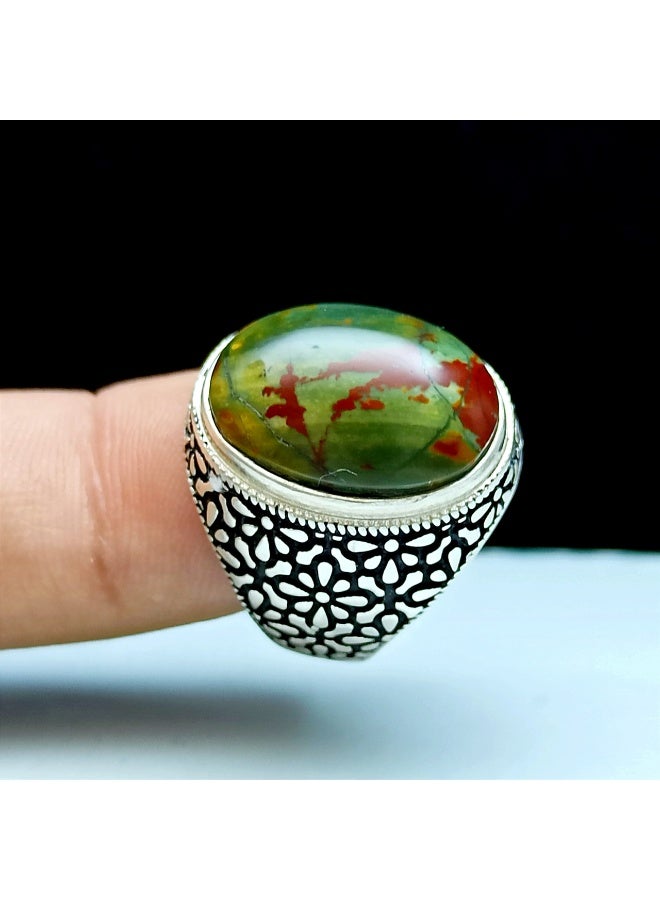 كريتر  خاتم فضة رجالي عقيق يماني طبيعي اصلي عيار 925 حجر كريم ملكي خواتم صياغة يمنيه جديدة هدية ، فضه استرليني مناسب للإهداء للرجل تغليف فخم هدايا رجالية فاخرة - Image 3