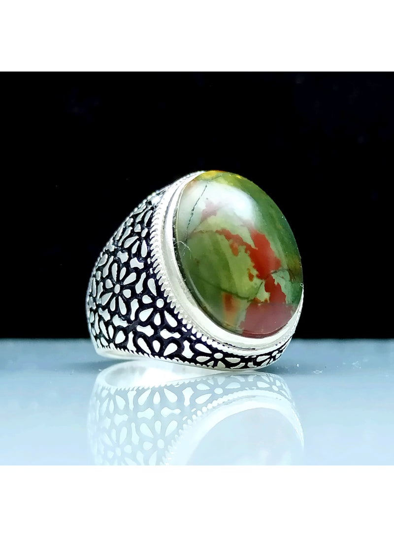 كريتر  خاتم فضة رجالي عقيق يماني طبيعي اصلي عيار 925 حجر كريم ملكي خواتم صياغة يمنيه جديدة هدية ، فضه استرليني مناسب للإهداء للرجل تغليف فخم هدايا رجالية فاخرة - Image 2