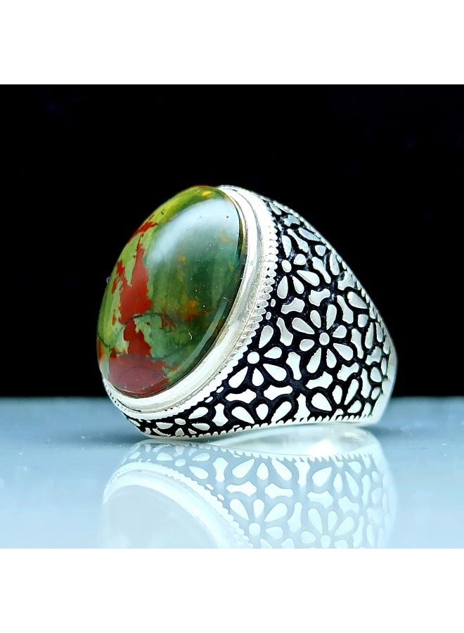 كريتر  خاتم فضة رجالي عقيق يماني طبيعي اصلي عيار 925 حجر كريم ملكي خواتم صياغة يمنيه جديدة هدية ، فضه استرليني مناسب للإهداء للرجل تغليف فخم هدايا رجالية فاخرة - Image 1