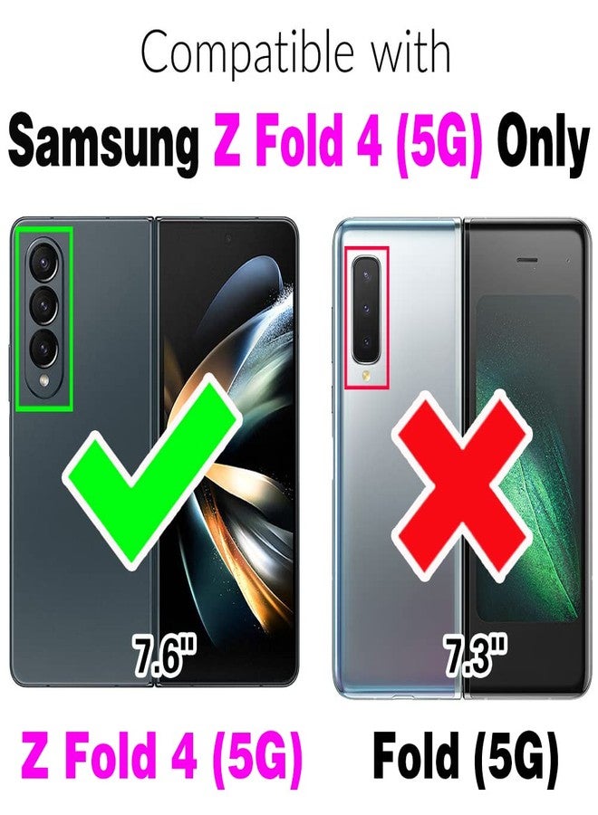 Asuwish Phone Case for Samsung Galaxy Z Fold 4 5G 2022 Zipper Wallet Cover with S Pen and Leather Flip RFID Blocking Credit Card Holder Cell Accessories ZFold4 Z4 Fold4 4Z ZFold45G Women Girls Purple - Image 2