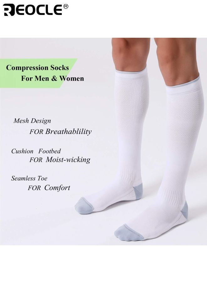 REOCLE 3 Pairs Unisex Circulation Support Socks with Graduated Compression and Breathable Design Athletic Performance Socks with Moisture Wicking for Men Women Daily Wear - Image 2