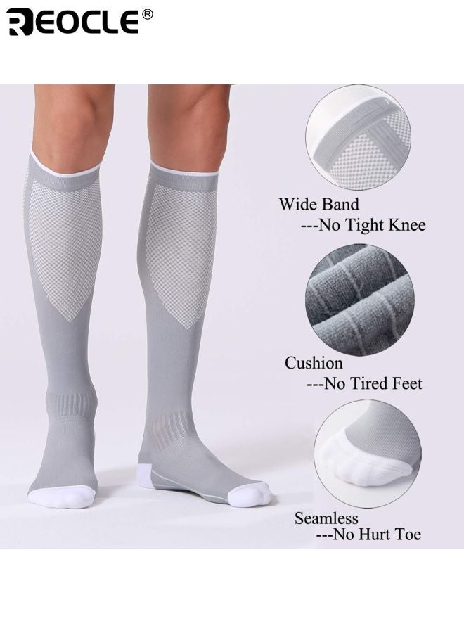 REOCLE 3 Pairs Unisex Circulation Support Socks with Graduated Compression and Breathable Design Athletic Performance Socks with Moisture Wicking for Men Women Daily Wear - Image 3