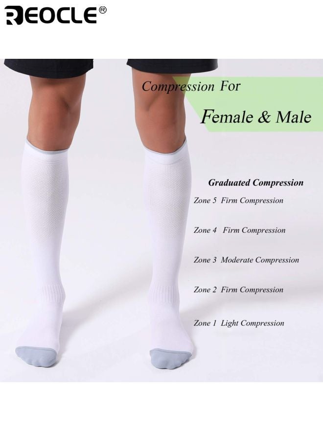 REOCLE 3 Pairs Unisex Circulation Support Socks with Graduated Compression and Breathable Design Athletic Performance Socks with Moisture Wicking for Men Women Daily Wear - Image 5