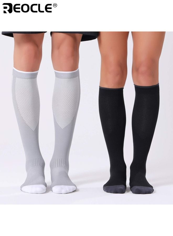 REOCLE 3 Pairs Unisex Circulation Support Socks with Graduated Compression and Breathable Design Athletic Performance Socks with Moisture Wicking for Men Women Daily Wear - Image 4