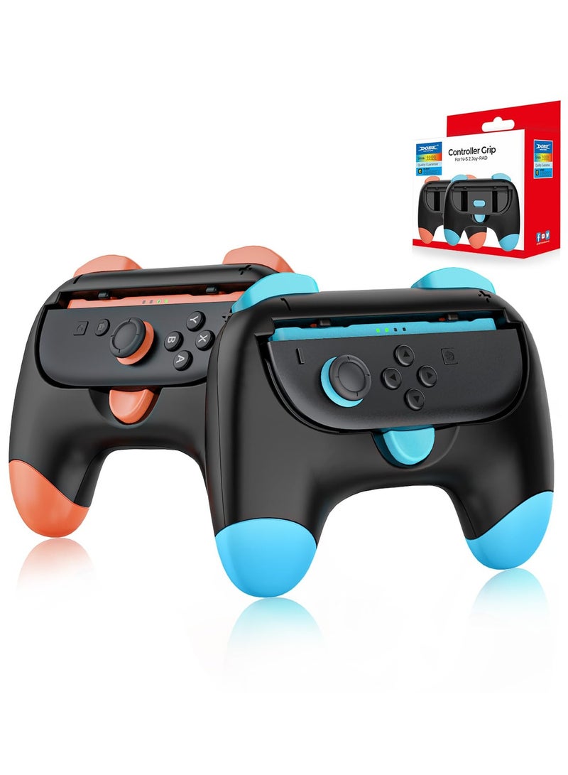 Controller Grips for Joy-Con Compatible with Nintendo Switch 2, 2 Pack Cute Comfort Wear-resistant Handle Kit Accessories, Holder for 2025 Switch 2 Joy-Cons (Black, Orange and Blue) - Image 1