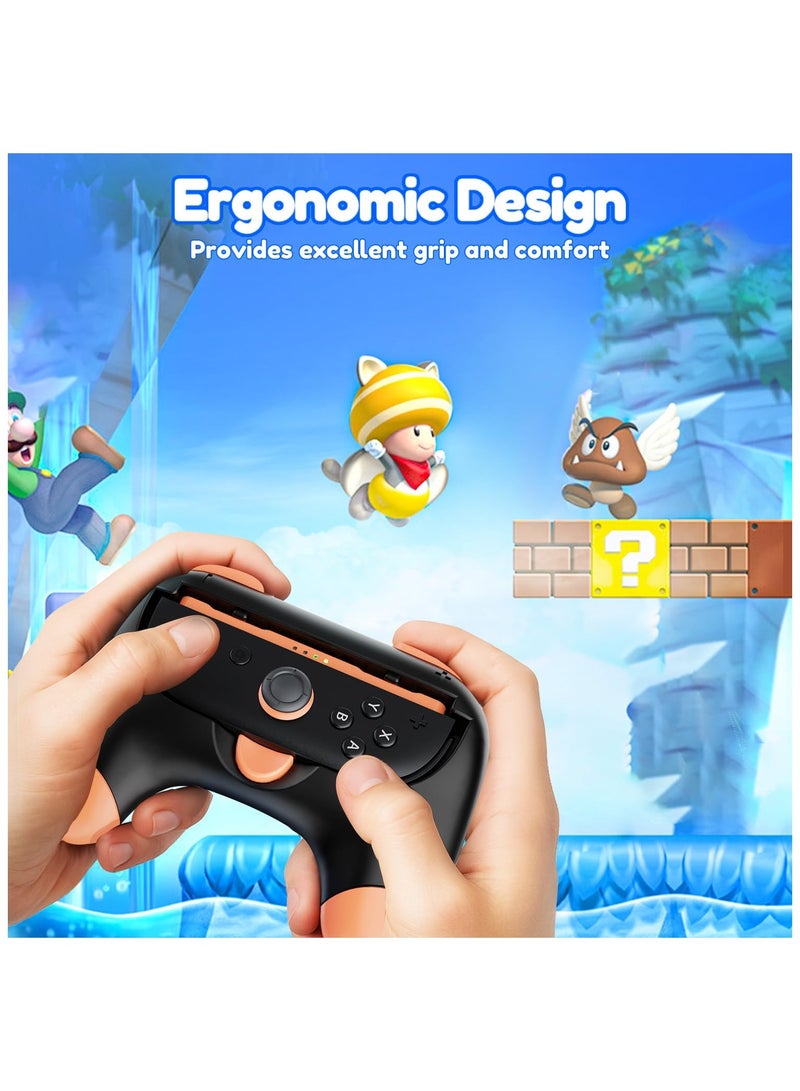 Controller Grips for Joy-Con Compatible with Nintendo Switch 2, 2 Pack Cute Comfort Wear-resistant Handle Kit Accessories, Holder for 2025 Switch 2 Joy-Cons (Black, Orange and Blue) - Image 3